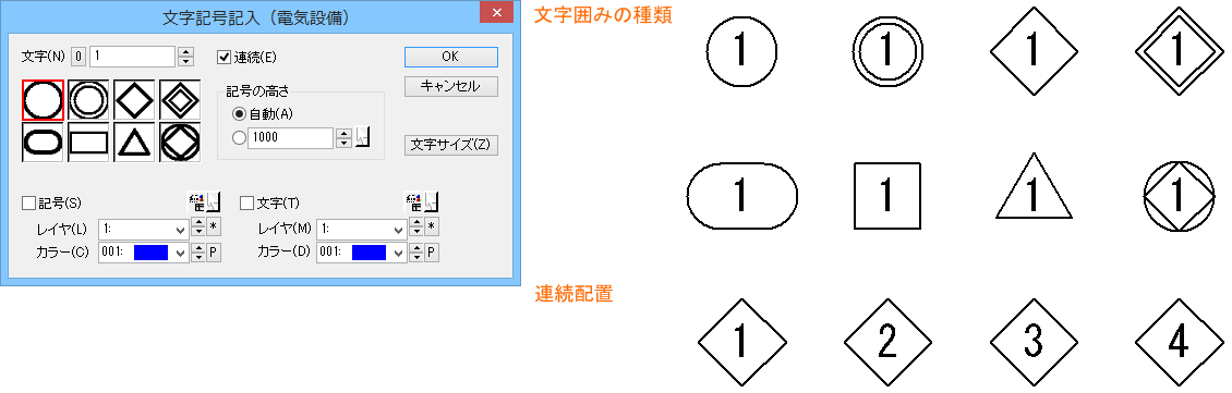 文字記号記入（電気設備）コマンド