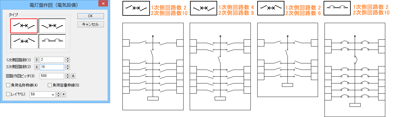 電灯盤作図（電気設備）コマンド