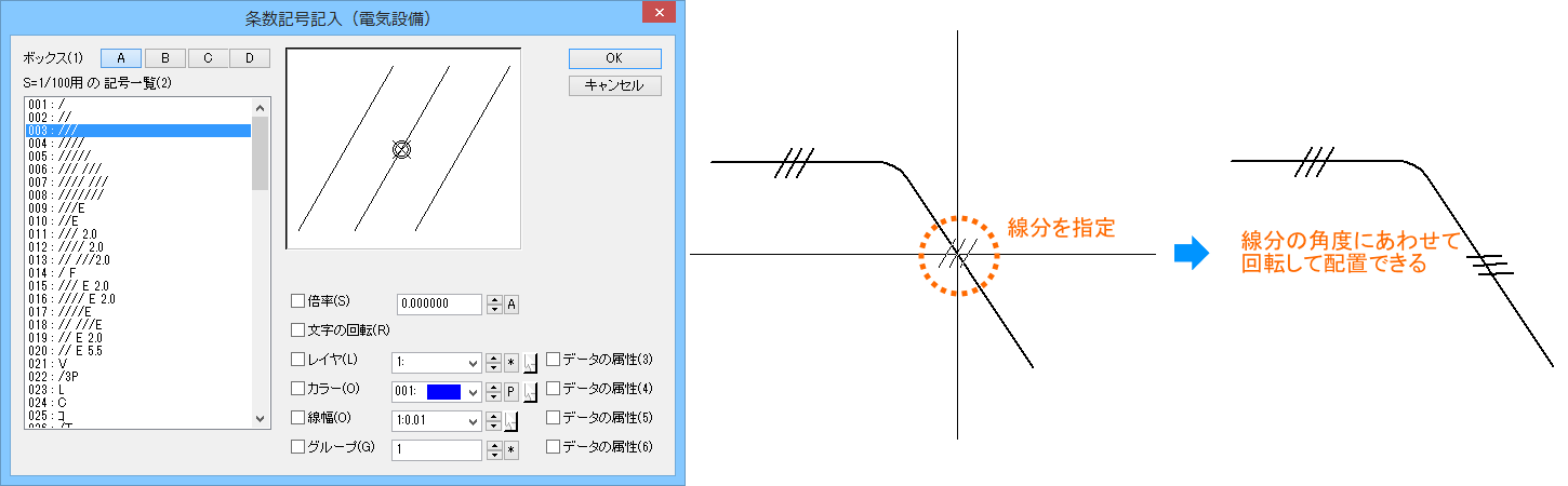 条数記号記入（電気設備）コマンド