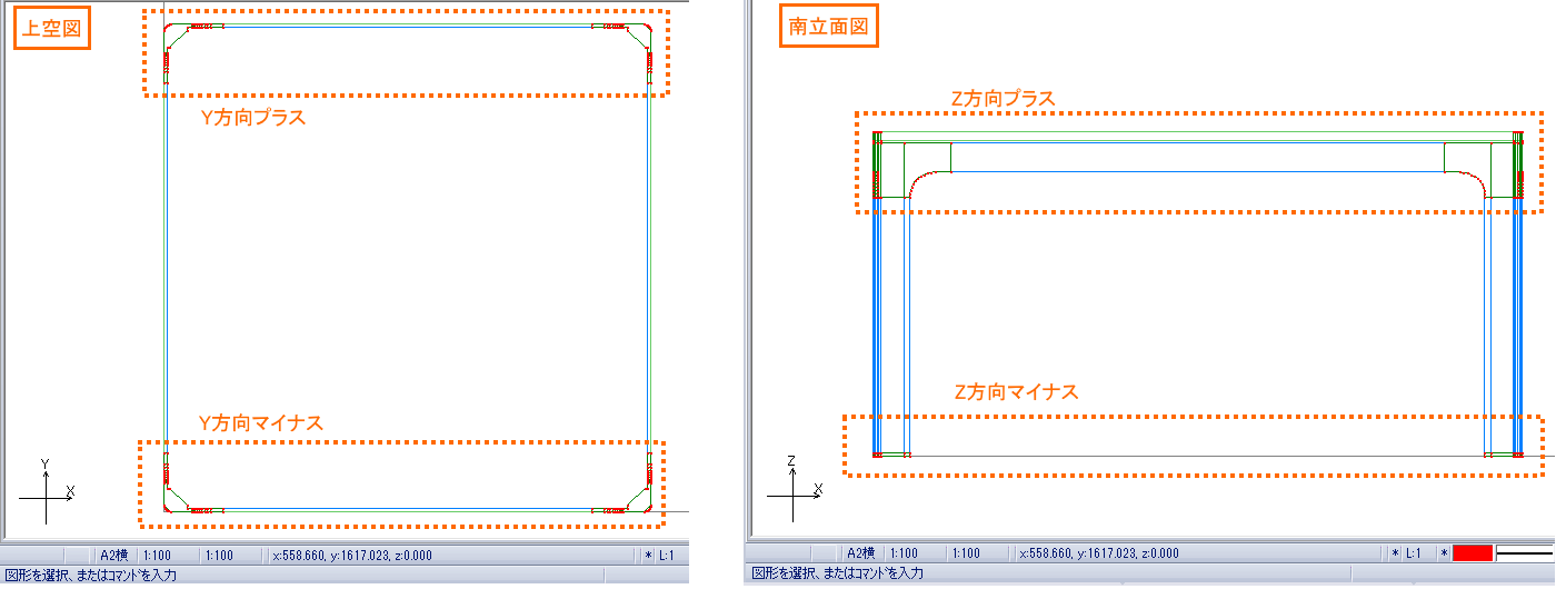 Y軸、Z軸も同様に行います