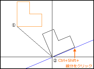 「移動」コマンドで線分に沿った角度で配置
