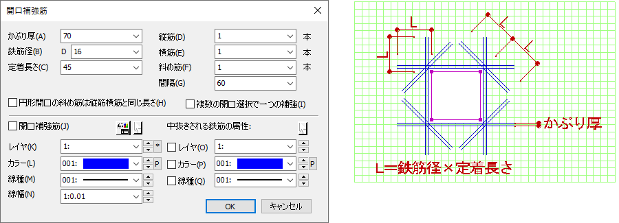 「開口補強筋」コマンド