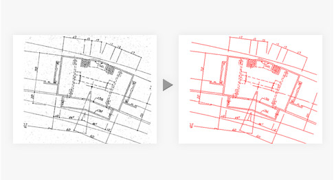 白黒画像の線を解析し線分データに変換